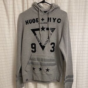 Huge size medium men’s hoodie gray nyc sweater fall Streetwear casual school